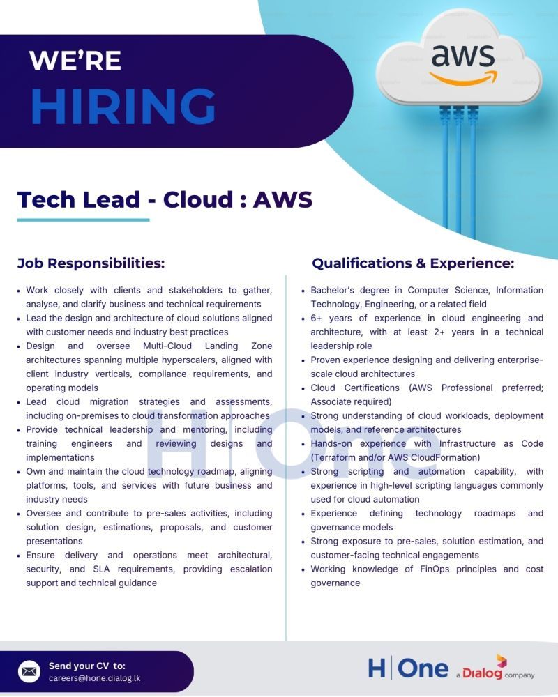 Tech Lead - Cloud : AWS - ITPro.lk