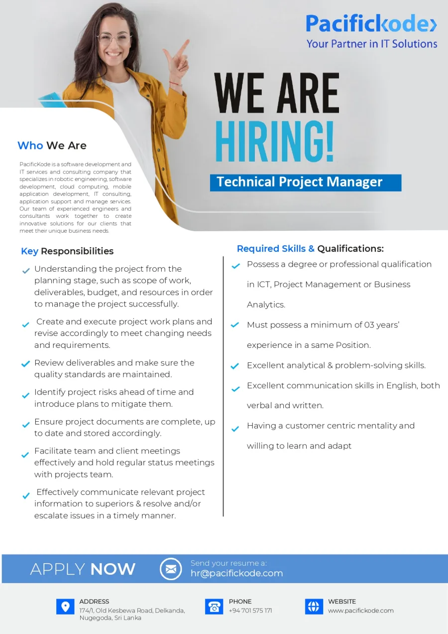 Job poster for Technical Project Manager