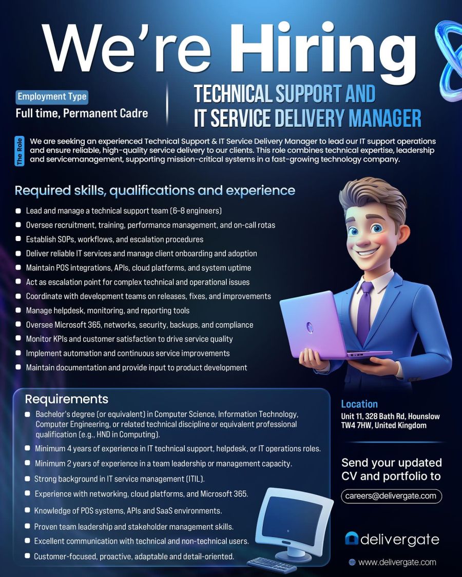 Technical Support & IT Service Delivery Manager - ITPro.lk