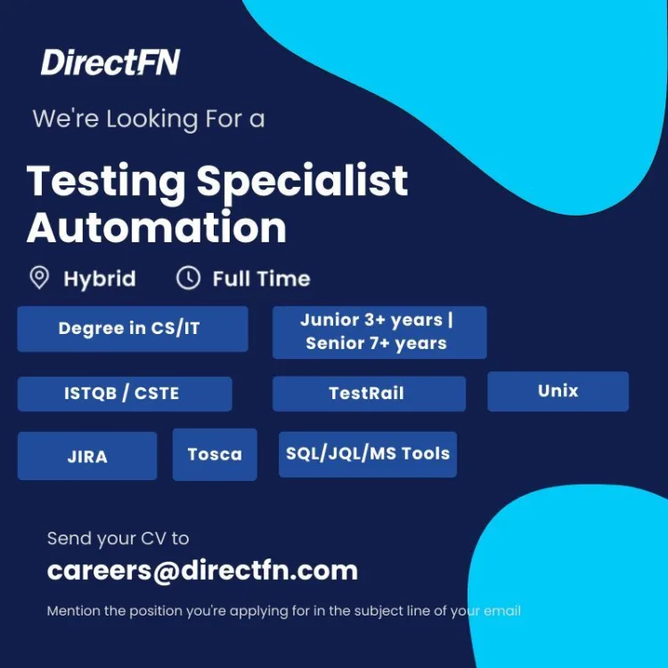 Job poster for Testing Specialist - Automation