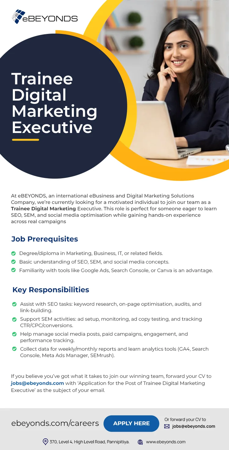 Job poster for Trainee Digital Marketing Executive