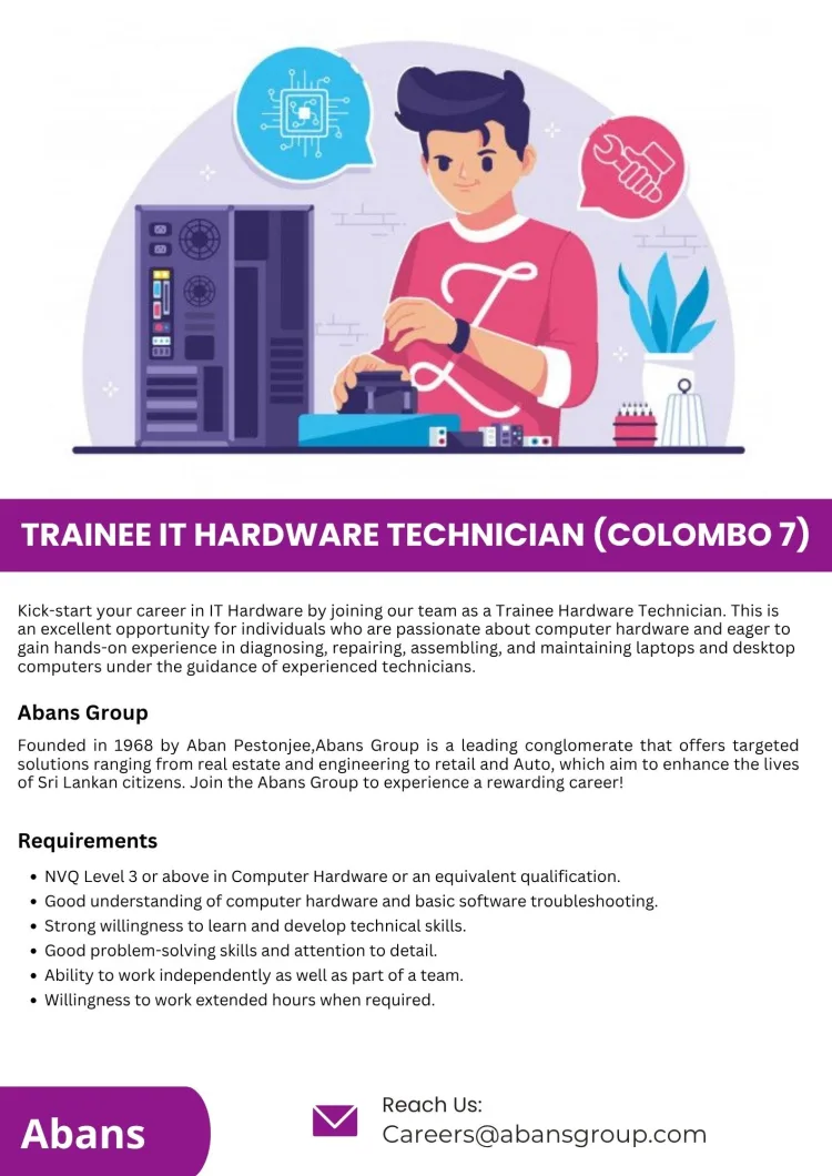 Job poster for Trainee IT Hardware Technician
