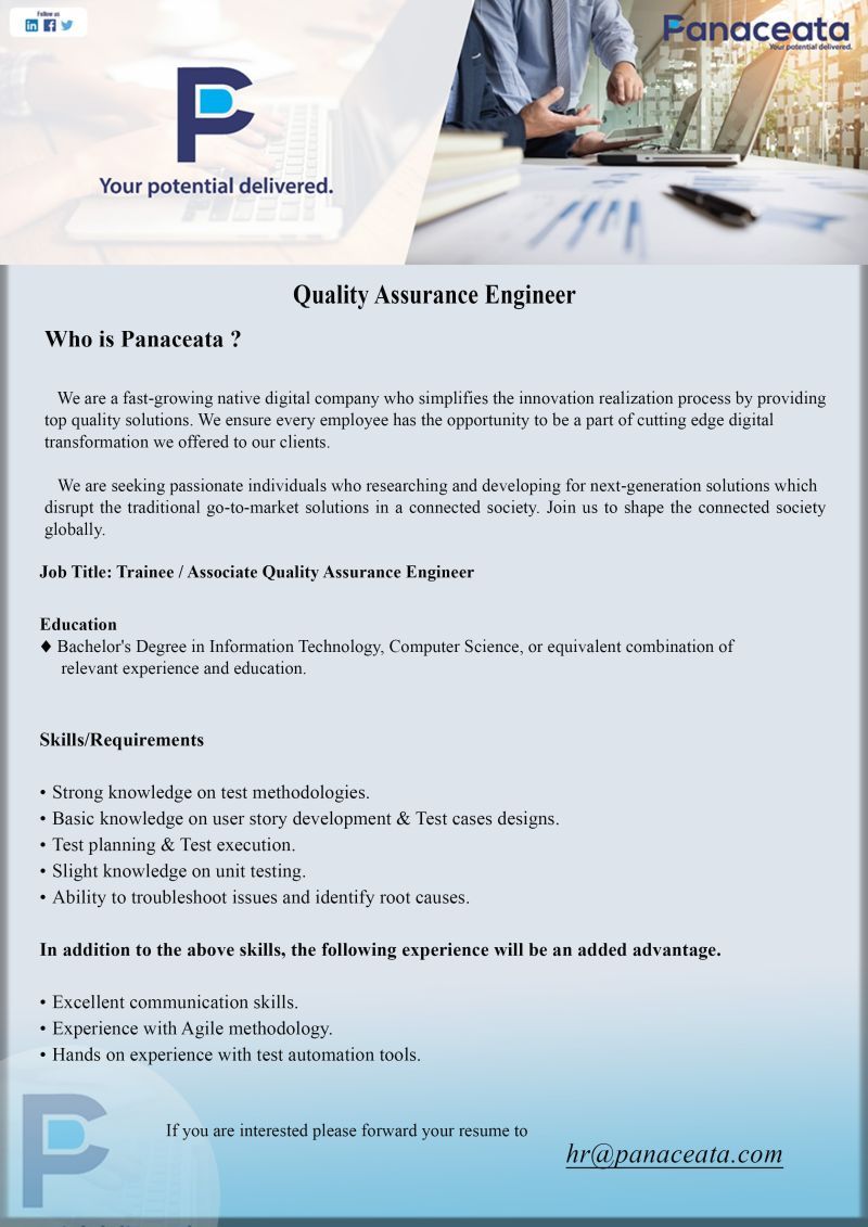 Trainee / Associate Quality Assurance Engineer - ITPro.lk