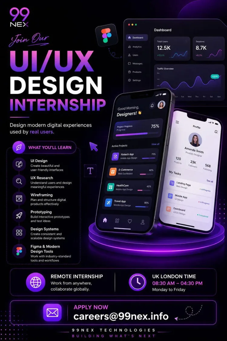 Job poster for UI/UX Design Internship