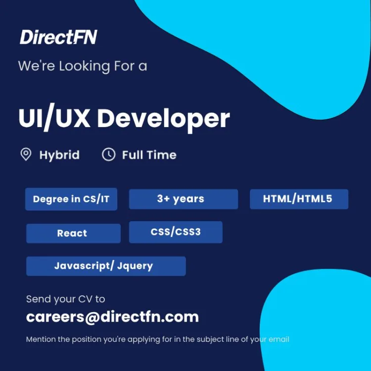 Job poster for UI/UX Developer