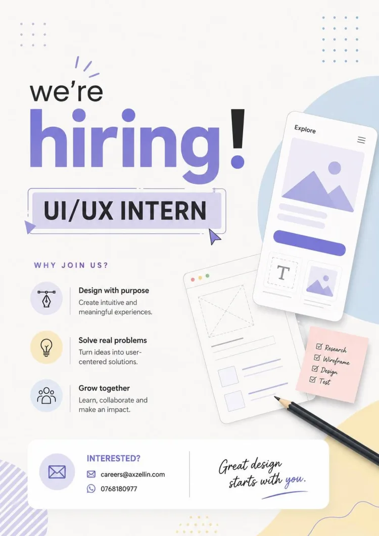 Job poster for UI/UX Intern