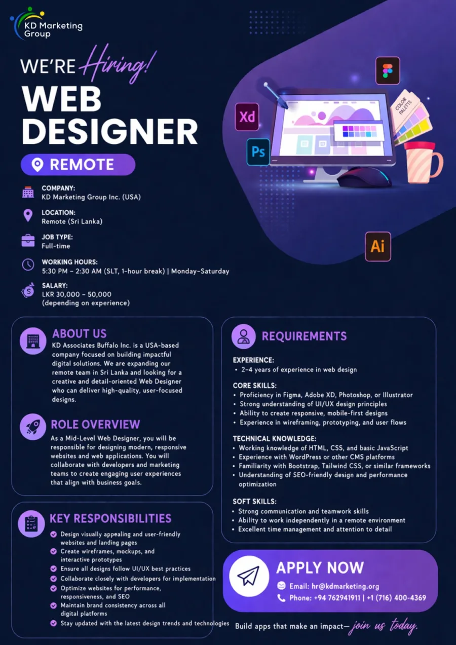 Job poster for Web Designer Remote