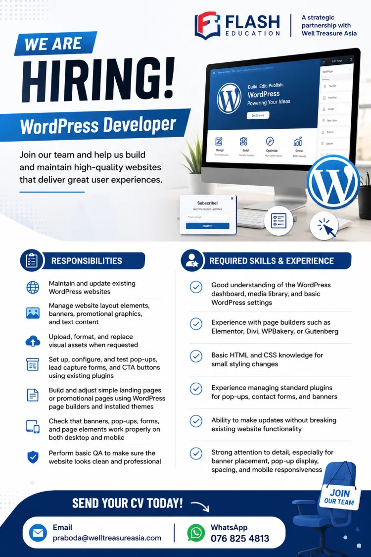 Job poster for WordPress Developer