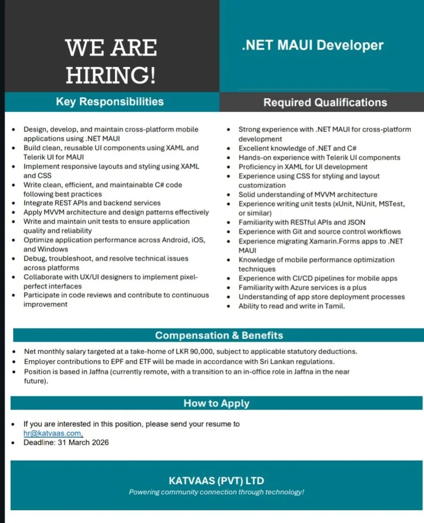 Job poster for .NET MAUI Developer